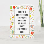 Cartão Funny Adult Birthday Certificate<br><div class="desc">Humorous adult birthday gift card for anyone who feels younger than he or she looks. To personalize edit text to add name and birth date.</div>