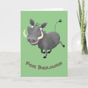 Cartão Funny african warthog pig cartoon illustration