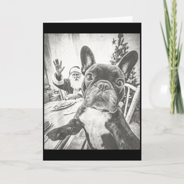 Cartão Funny Ai French Bulldog Selfie With Santa Claus Ch (Frente)