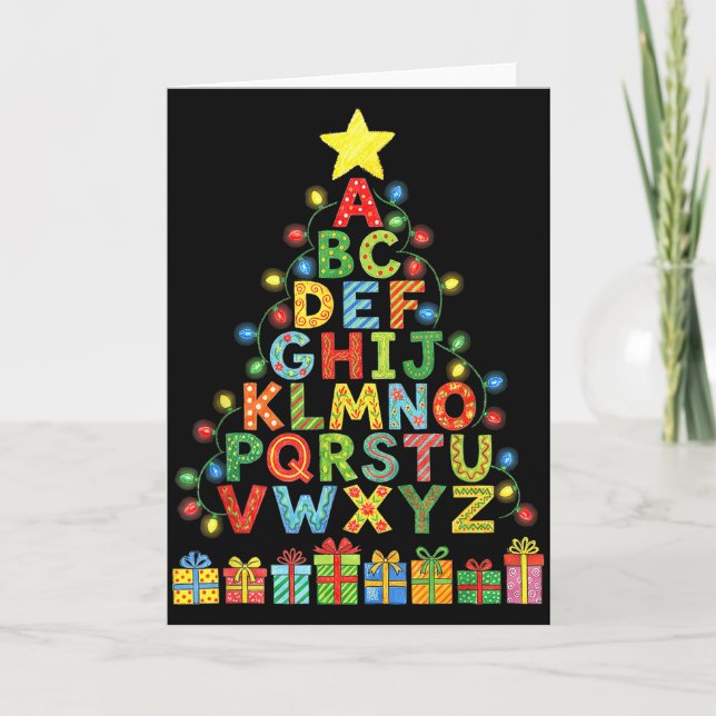 Cartão Funny Alphabet Christmas Tree Graphic Abc A-z Teac (Frente)