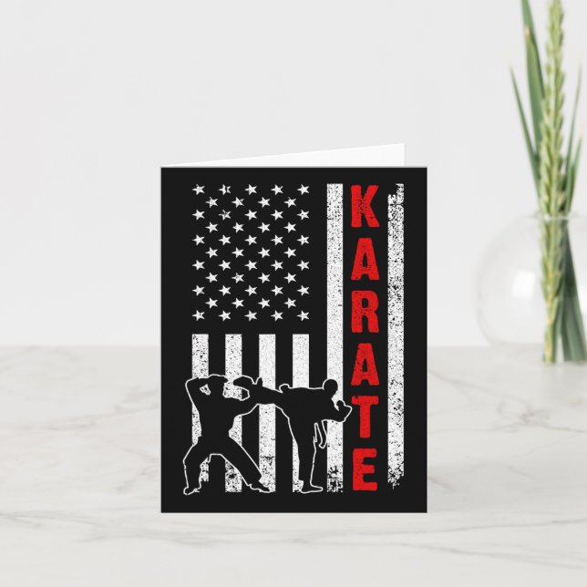 Cartão Funny American Flag Karate Art For Men Women Karat (Frente)