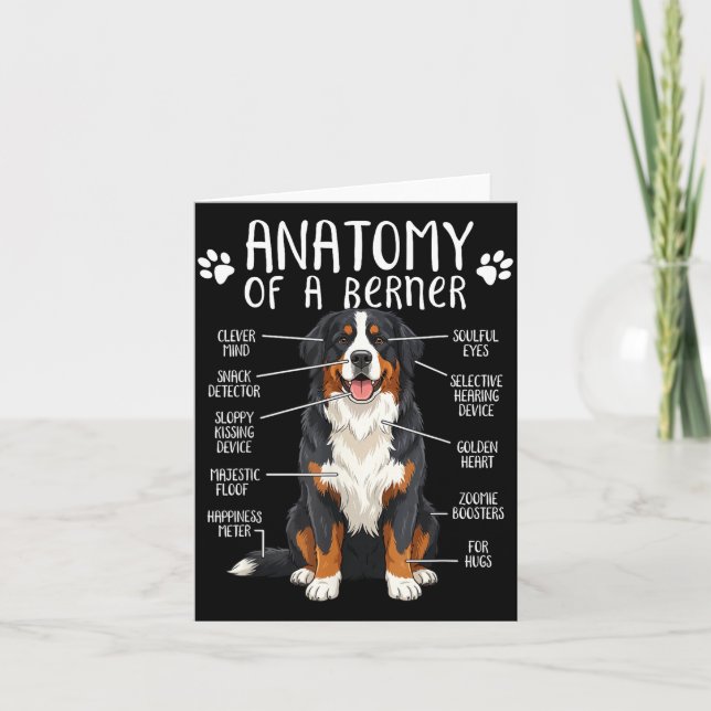 Cartão Funny Anatomy Bernese Mountain Dog Cute Berner Lov (Frente)