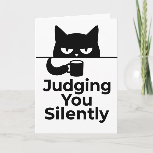 Cartão funny animals cat cafe Judging You Silently (Frente)