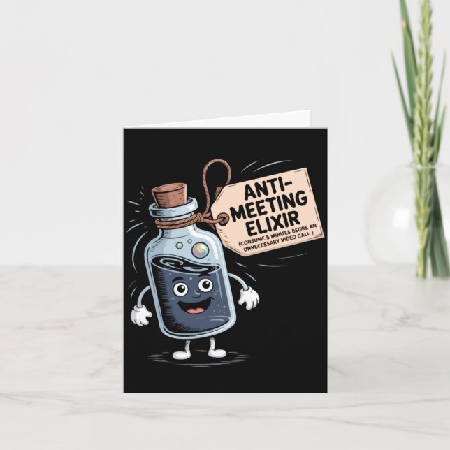 Cartão Funny Anti Meeting Elixir Retro Cartoon Office H  (Frente)