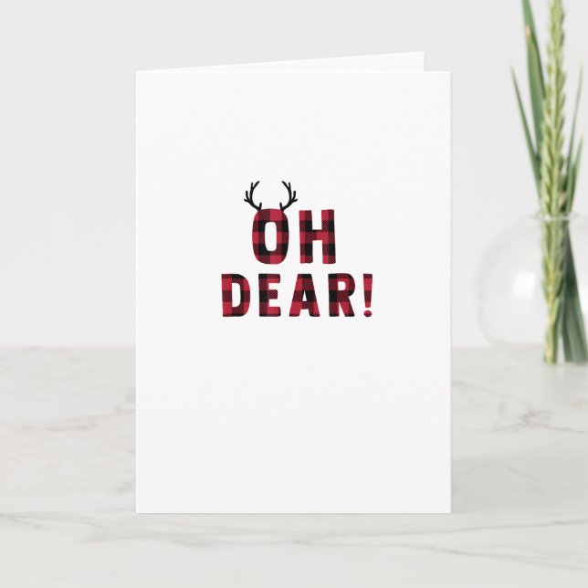 Cartão Funny Attitude Oh Dear Plaid DFolded Greeting Card (Frente)