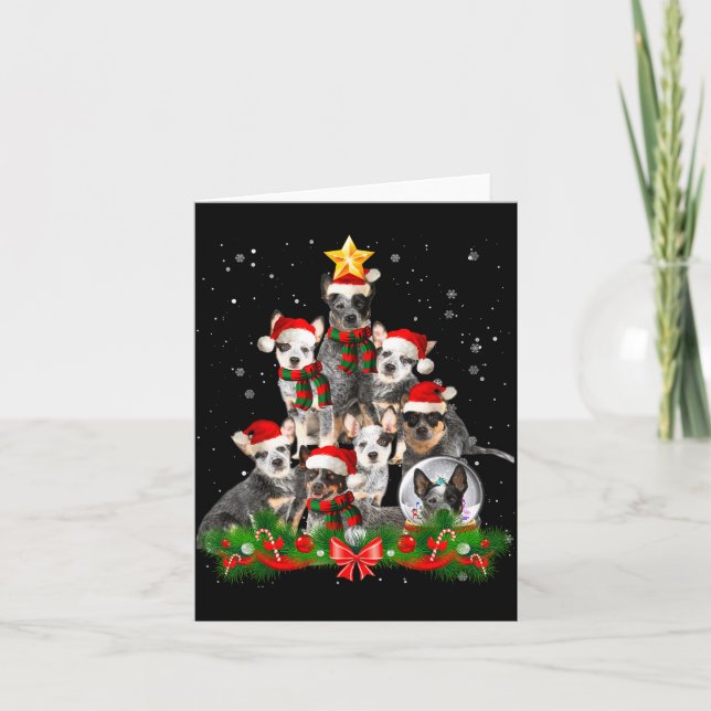 Cartão Funny Australian Cattle Dog Dog Christmas Tree - B (Frente)