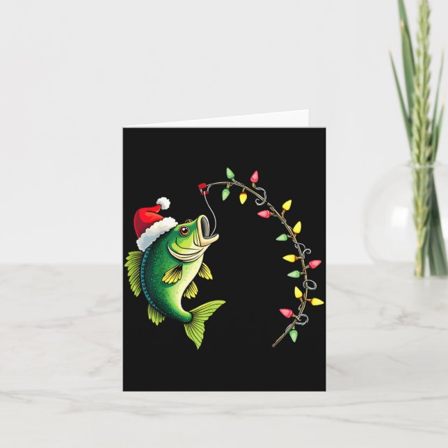 Cartão Funny B Fishing Santa Hat Christmas Pajama Fisherm (Frente)