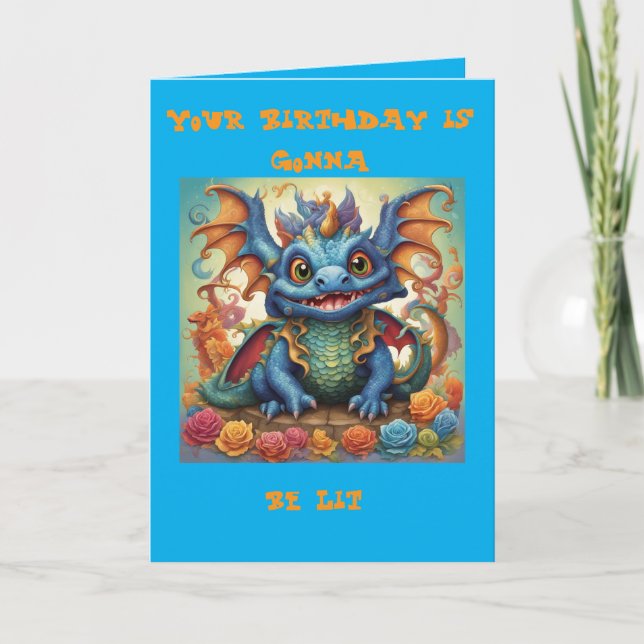 Cartão Funny Baby Dragon Birthday Greeting (Frente)