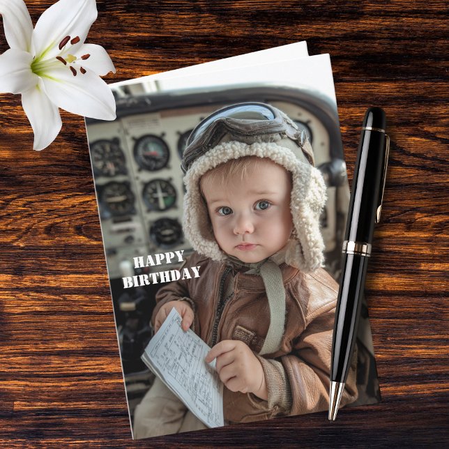Cartão Funny Baby Pilot Birthday Cute Aviation Humor (Criador carregado)