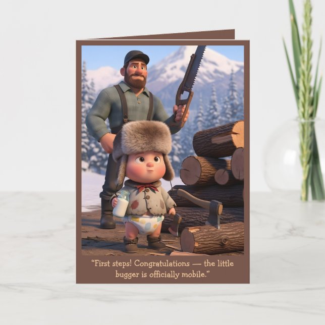 Cartão Funny Baby's First Steps Card (Frente)