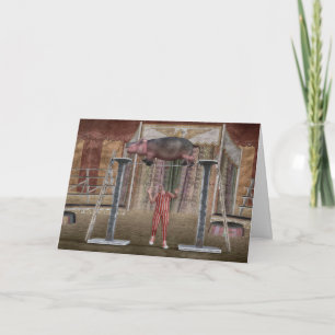 Cartão Funny Balancing Hippopotamus