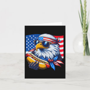 Cartão Funny Bald Eagle Hotdog American Flag 4 De Julho