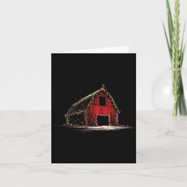 Cartão Funny Barn Christmas Graphics Lights Lover Farm Fa (Frente)