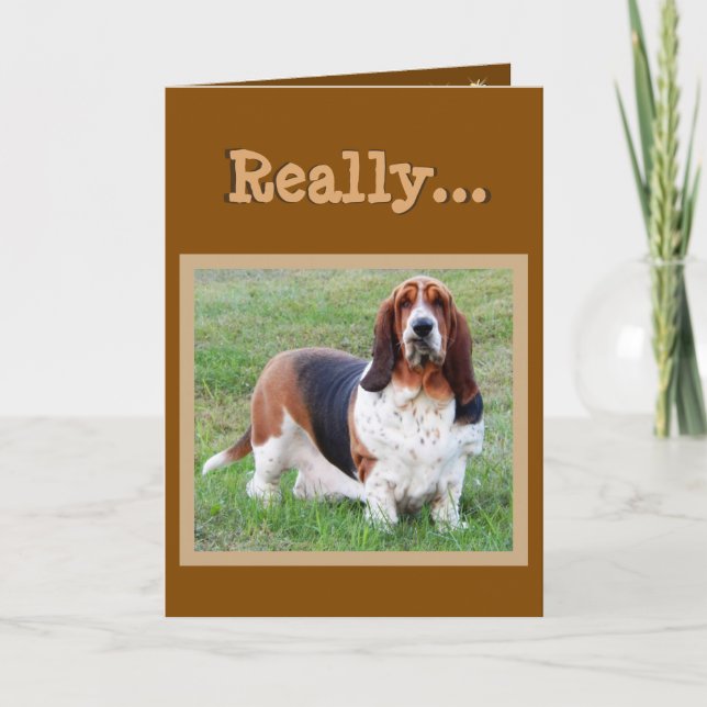 Cartão Funny Basset Hound "Dog Years" Birthday Card (Frente)