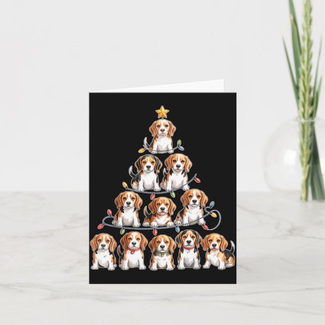 Cartão Funny Beagle Christmas Tree Dog Lovers Women Men X (Frente)