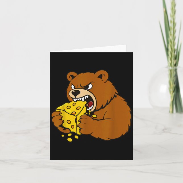 Cartão Funny Bear Eating Cheese Illustration For Food Lov (Frente)