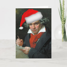 Cartão Funny Beethoven Santa Classical Music Christmas