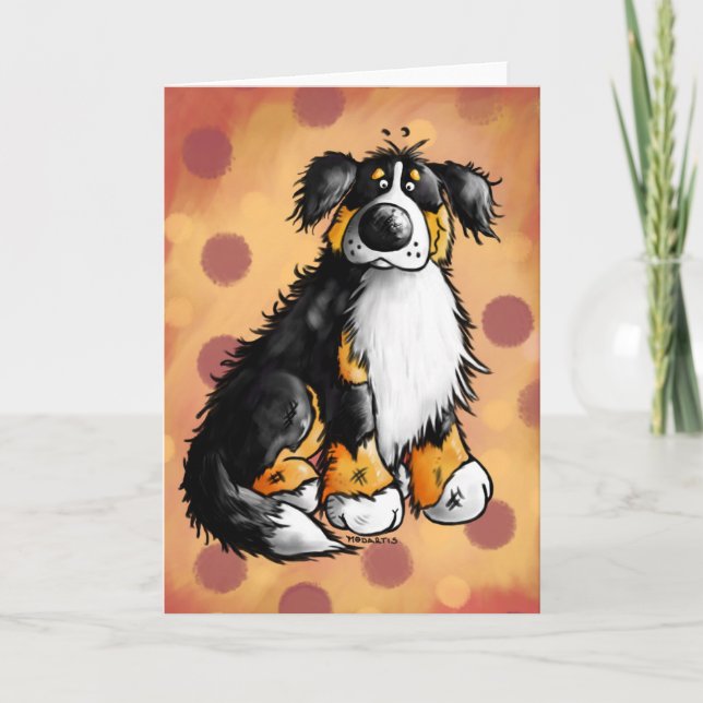 Cartão Funny Bernese Mountain Dog Cartoon Greeting Card (Frente)