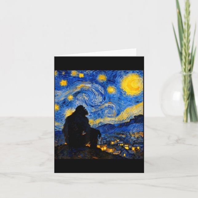 Cartão Funny Bigfoot Graphic Van Gogh Style Sasquatch Sta (Frente)