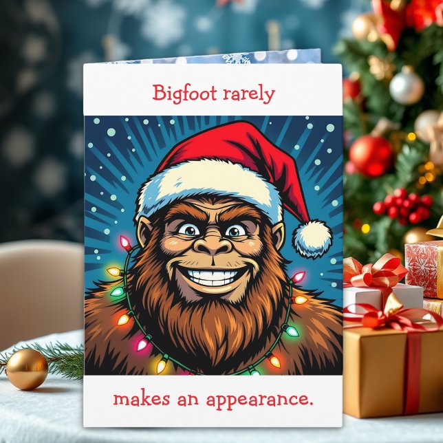 Cartão Funny Bigfoot Pun Christmas (Criador carregado)