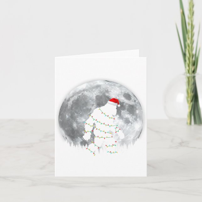 Cartão Funny Bigfoot Santa Moon Christmas Lights Xmas Sas (Frente)
