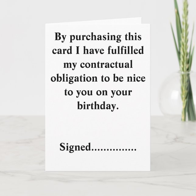 Cartão Funny Birthday Card. (Frente)