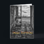 Cartão Funny birthday card<br><div class="desc">Entrance to derelict office building</div>