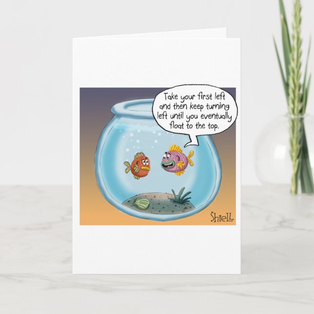 Cartão Funny Birthday Card about life and death with fish (Frente)