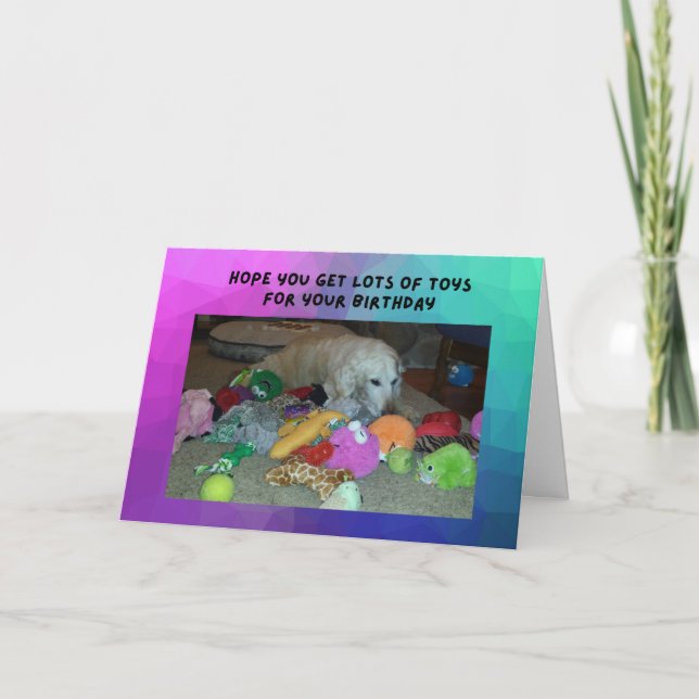 Cartão Funny Birthday Card Golden Retriever with Toys (Frente)