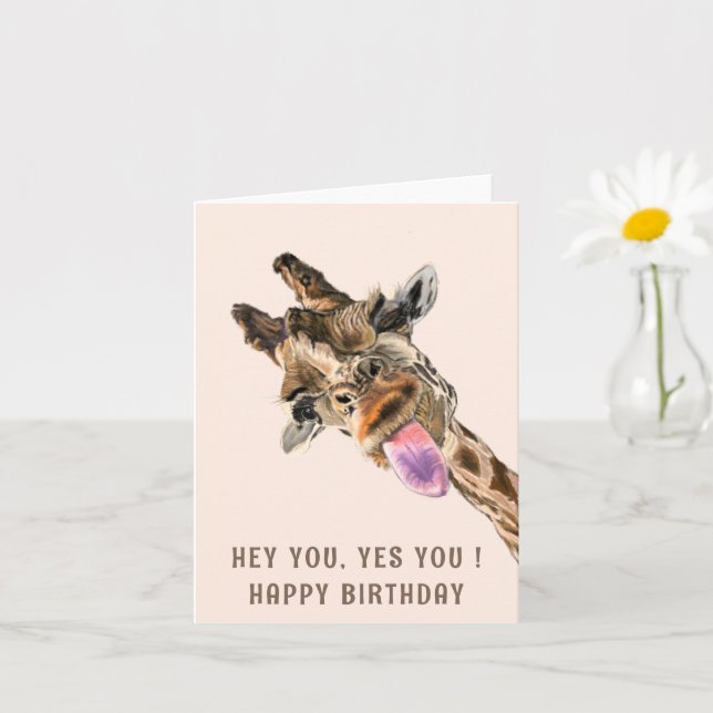 Cartão Funny Birthday Card with Catchy Giraffe (Planta pequena)