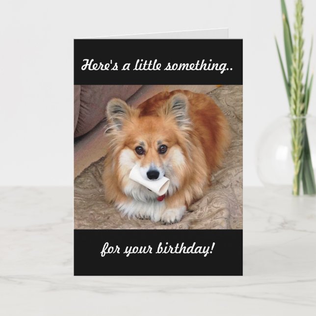 Cartão Funny Birthday Corgi com Osso (Frente)