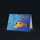 Cartão Funny Birthday for Godfather, Anglerfish Baitday<br><div class="desc">Paper birthday greeting card for a godfather. Funny illustration of an Anglerfish getting ready to eat some birthday cake. Funny birthday card with Happy Baitday! on the cover. Image and verse copyright © Shoaff Ballanger Studios.</div>