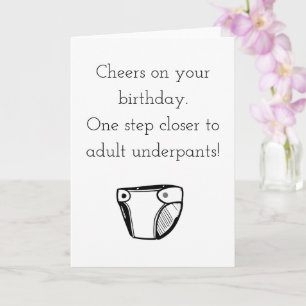 Cartão funny birthday old adult underpants humor