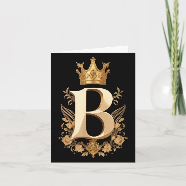Cartão Funny Birthday Queen B - Letter B And Crown (bee)  (Frente)