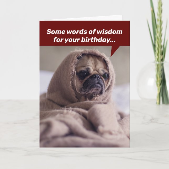 Cartão Funny Birthday Words Of Wisdom From A Noble Pug (Frente)