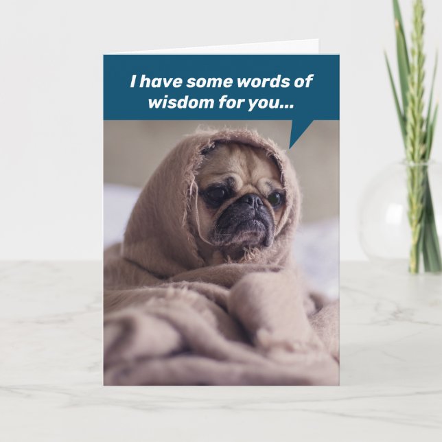 Cartão Funny Birthday Words Of Wisdom From Jedi Pug (Frente)