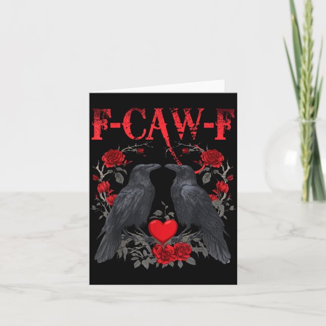 Cartão Funny Black Bird F-caw-f Anti Valentines Day Singl (Frente)