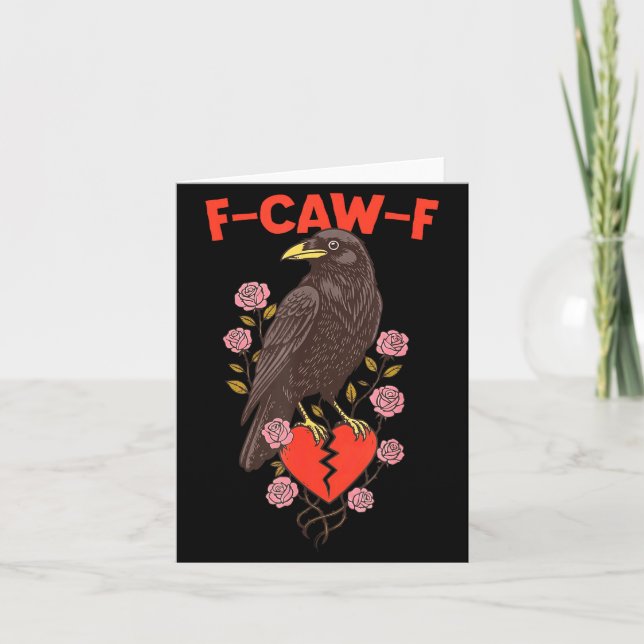 Cartão Funny Black Bird F-caw-f Anti Valentines Day Singl (Frente)