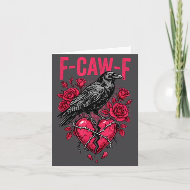 Cartão Funny Black Bird F-caw-f Anti Valentines Day Singl (Frente)