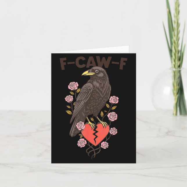 Cartão Funny Black Bird F-caw-f Anti Valentines Day Singl (Frente)