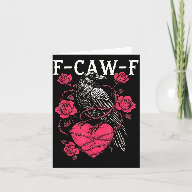 Cartão Funny Black Bird F-caw-f Anti Valentines Day Singl (Frente)