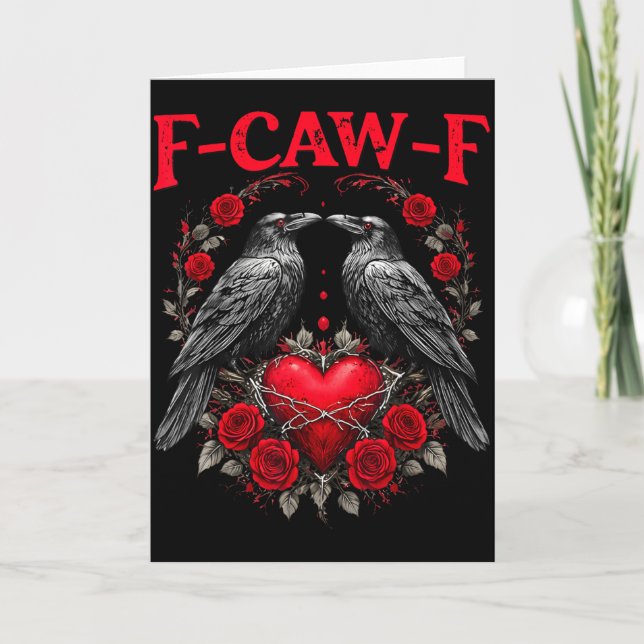 Cartão Funny Black Bird F-caw-f Anti Valentines Day Singl (Frente)