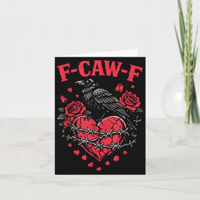 Cartão Funny Black Bird F-caw-f Anti Valentines Day Singl (Frente)