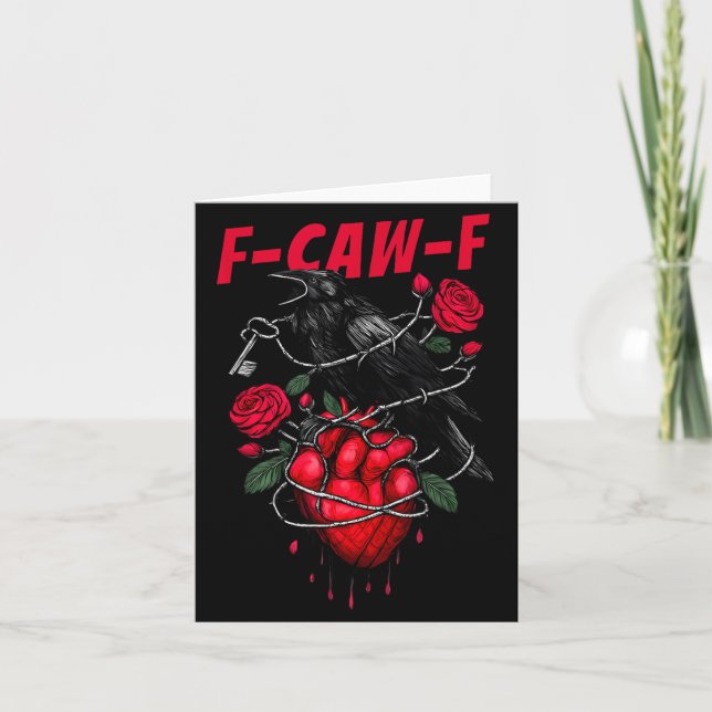 Cartão Funny Black Bird F-caw-f Anti Valentines Day Singl (Frente)