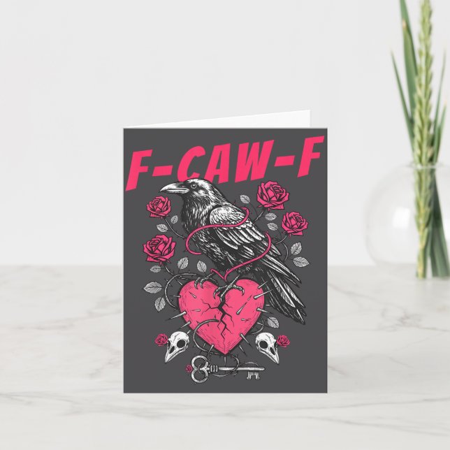 Cartão Funny Black Bird F-caw-f Anti Valentines Day Singl (Frente)