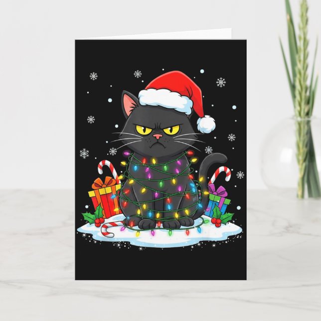Cartão Funny Black Cat Christmas For Men Women Youth Girl (Frente)