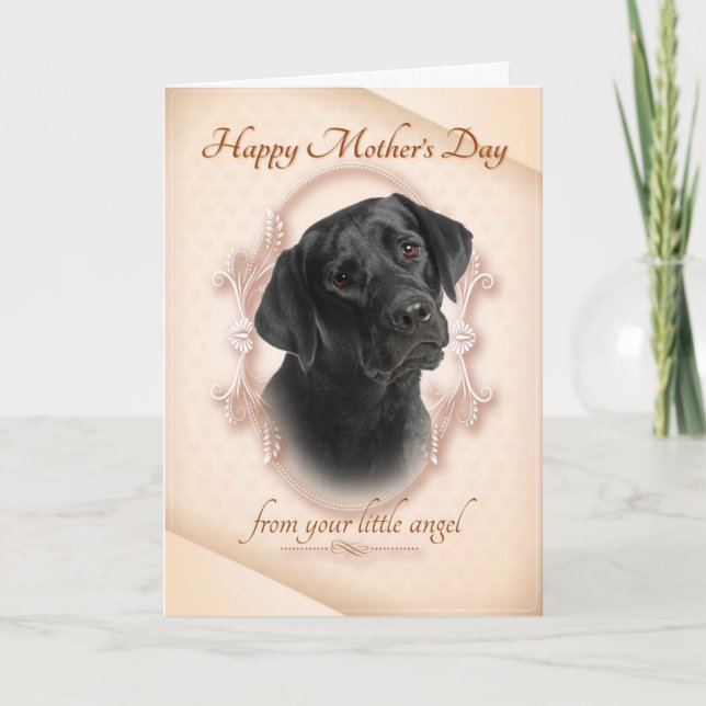 Cartão Funny Black Lab Mother's Day Card (Frente)