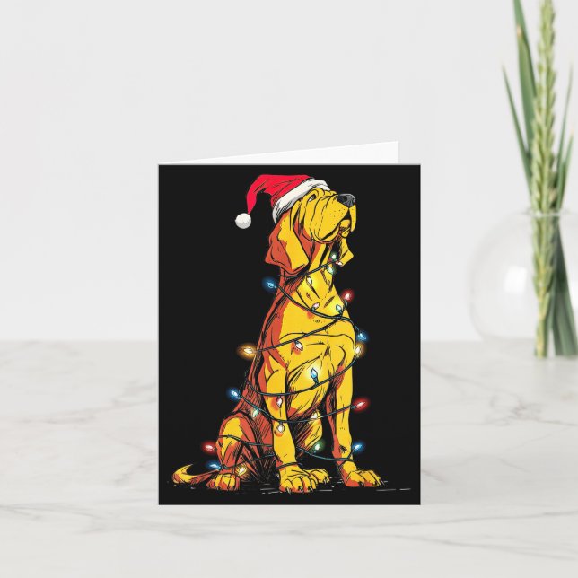 Cartão Funny Bloodhound Christmas Graphics Dog Lights Lov (Frente)
