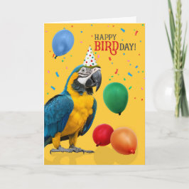 Cartão Funny Blue and Gold Macaw Parrot Birthday