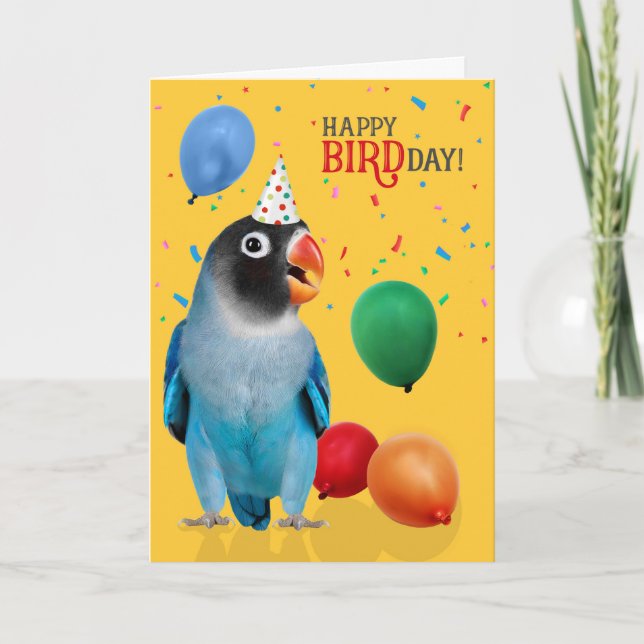 Cartão Funny Blue Lovebird Parrot Birthday (Frente)